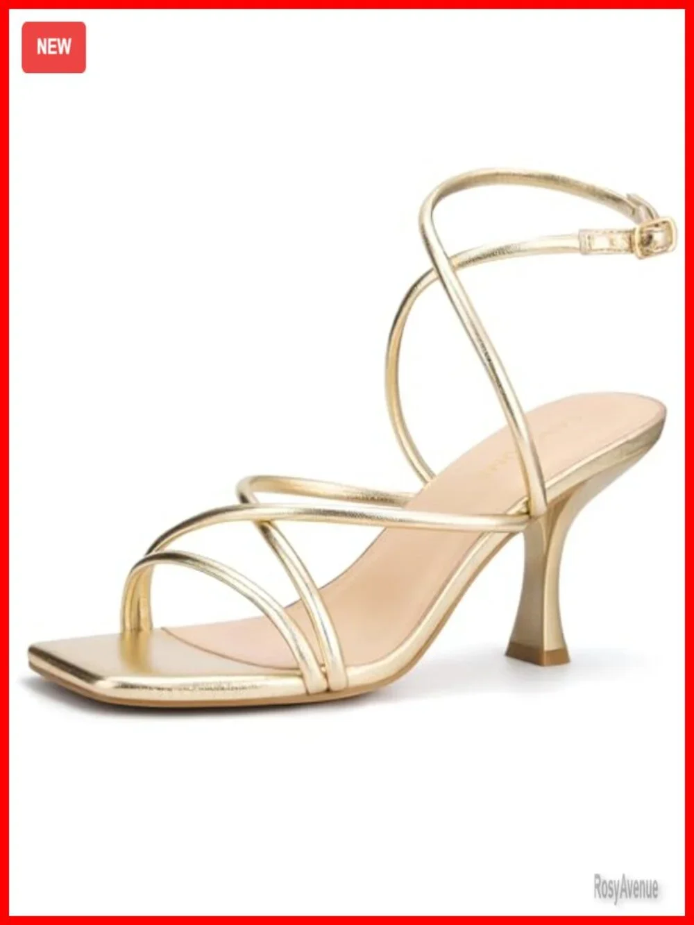 Strappy Lace Up Heeled Sandals Kitten Heel Square Toe